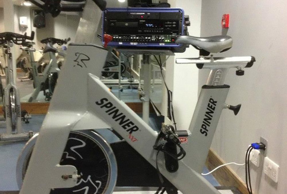 Here we supplied an Instructor system mounted on a podium for use in Spin classes. The podium gives the instructor control of the music and microphone, whilst on the bike. It can also be wheeled out of the way when not in use.